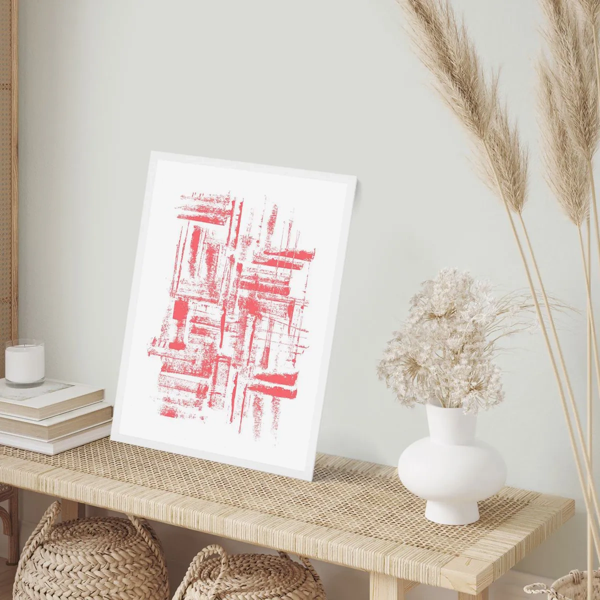 Affiche dans un cadre blanc - Poster - La ville rouge - 40x50 cm