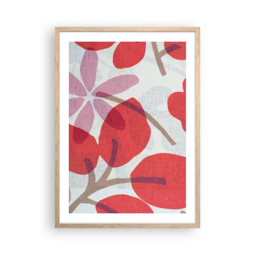 Affiche dans un chêne clair - Poster - Composition florale dans les roses - 50x70 cm