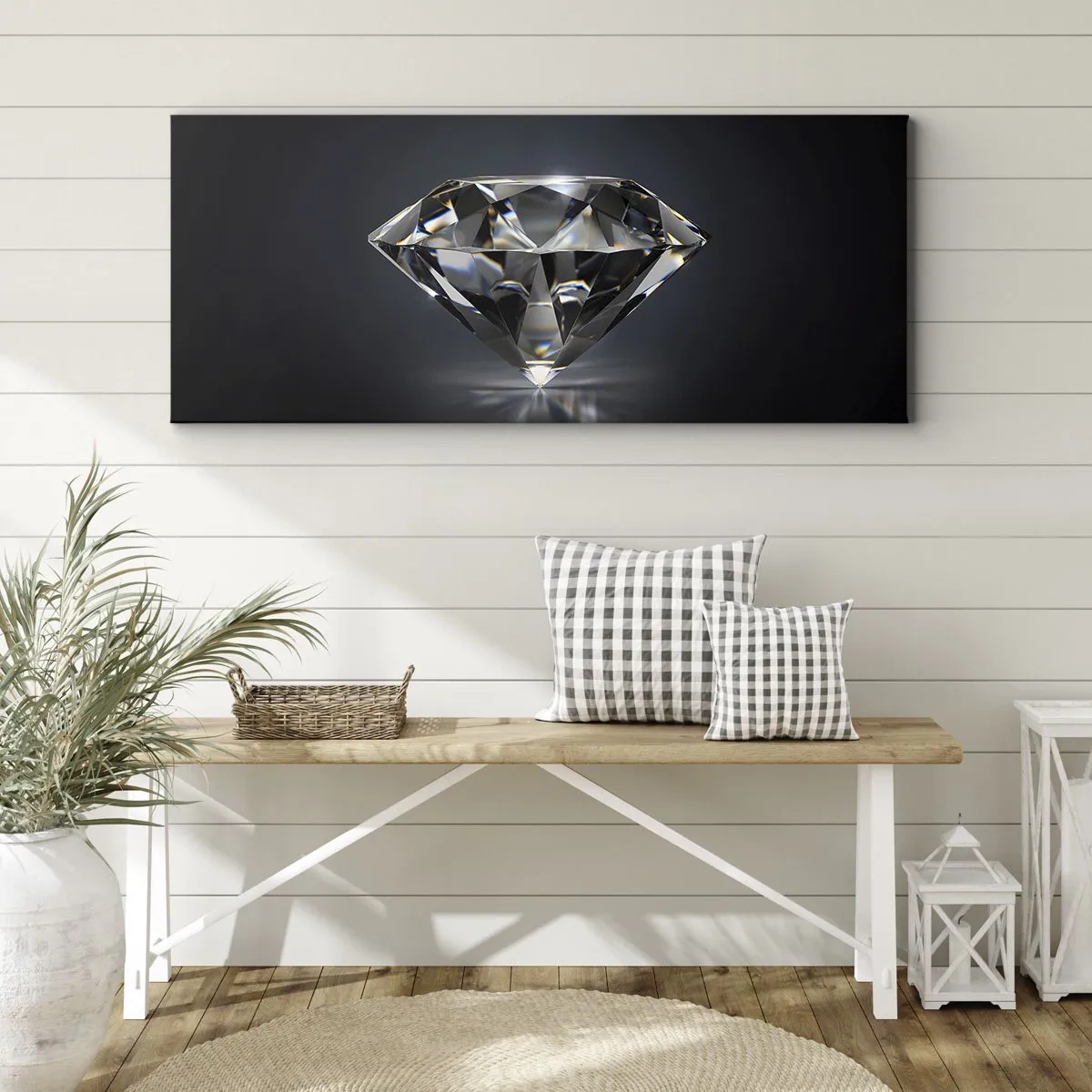 Impression sur toile - Image sur toile - Une interprétation artistique d'un diamant sur fond sombre - 120x50cm - La meilleure amie - Décoration murale moderne pour le salon et la chambre ARTTOR