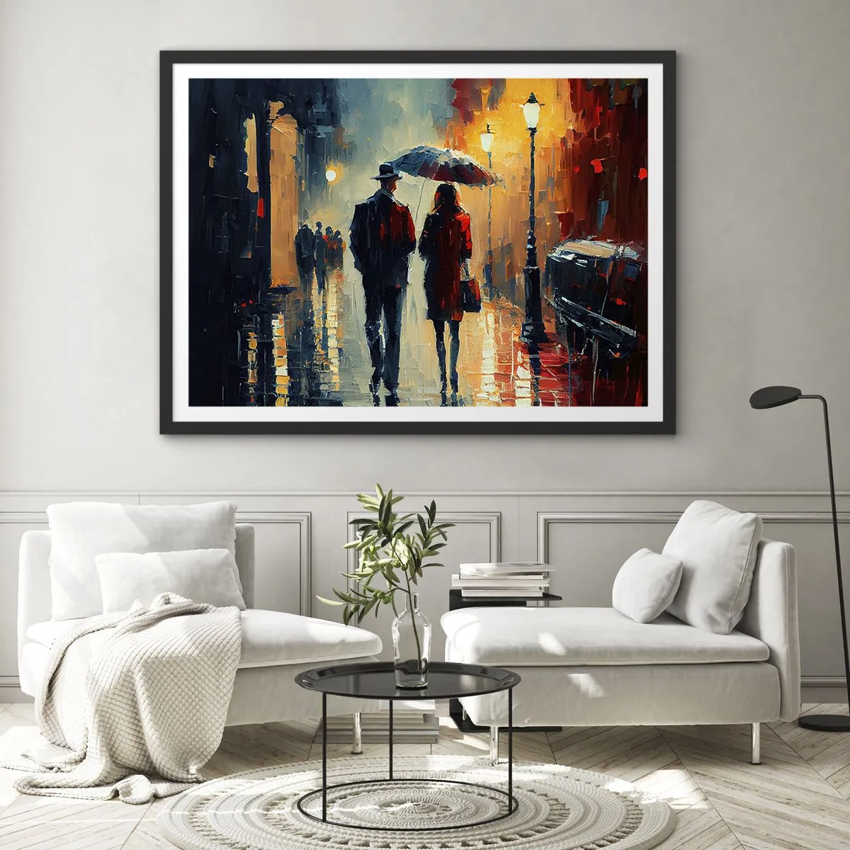 Affiche dans un cadre noir - Poster - Histoire d'amour urbaine - 91x61 cm