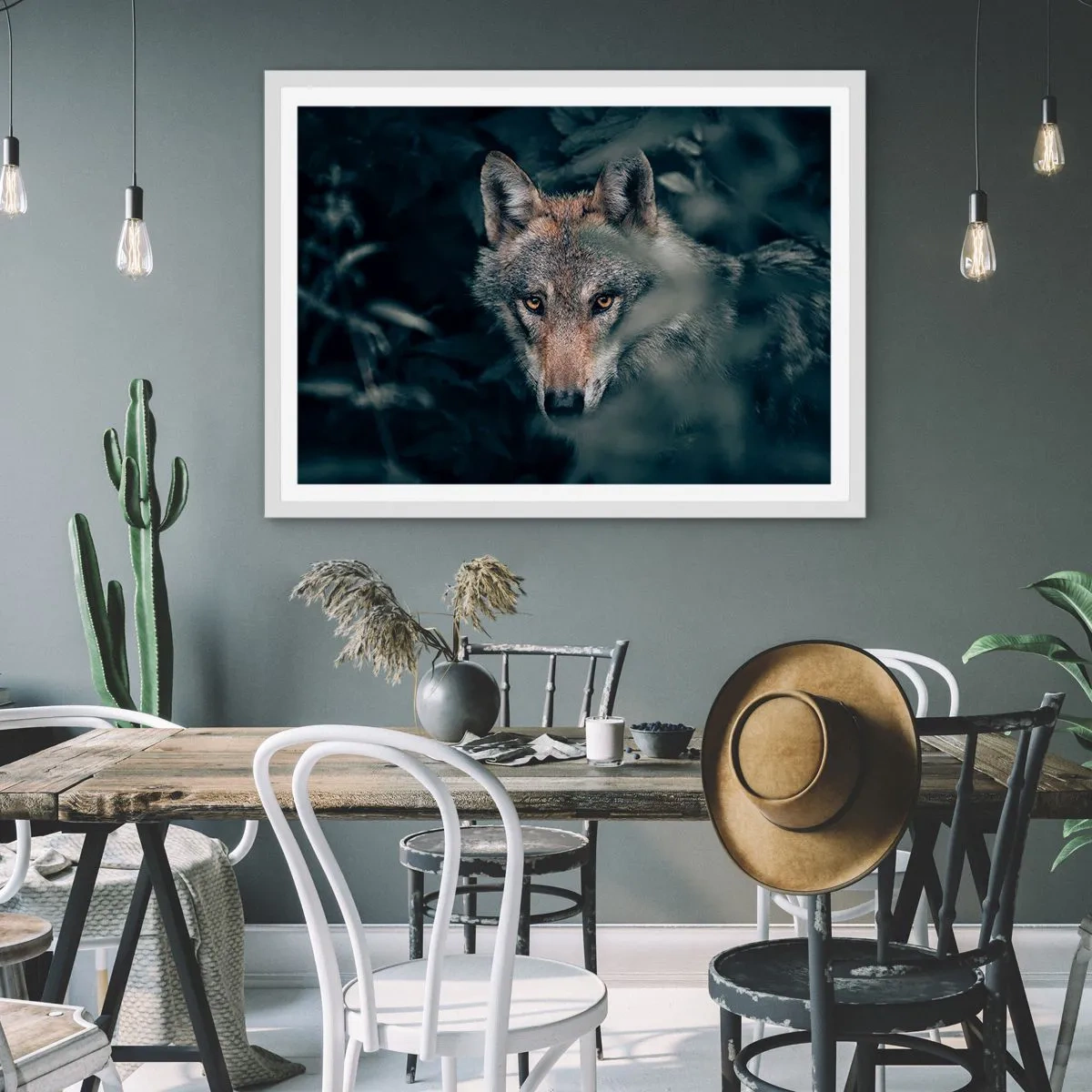 Affiche dans un cadre blanc - Poster - Chasseur - 50x40 cm