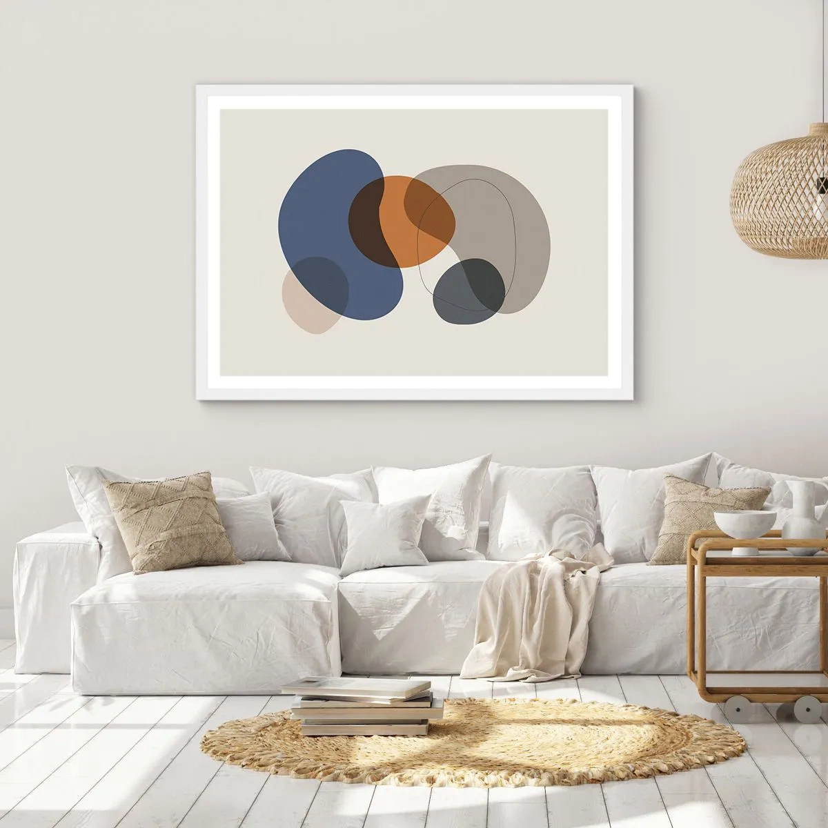 Affiche dans un cadre blanc - Poster - Gouttes de couleur - 100x70 cm