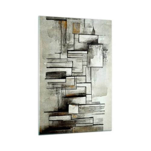 Impression sur verre - Image sur verre - Rectangles abstraits dans les tons de gris et de noir - 70x100cm - Le pouvoir de la simplicité - Décoration murale moderne pour le salon et la chambre ARTTOR