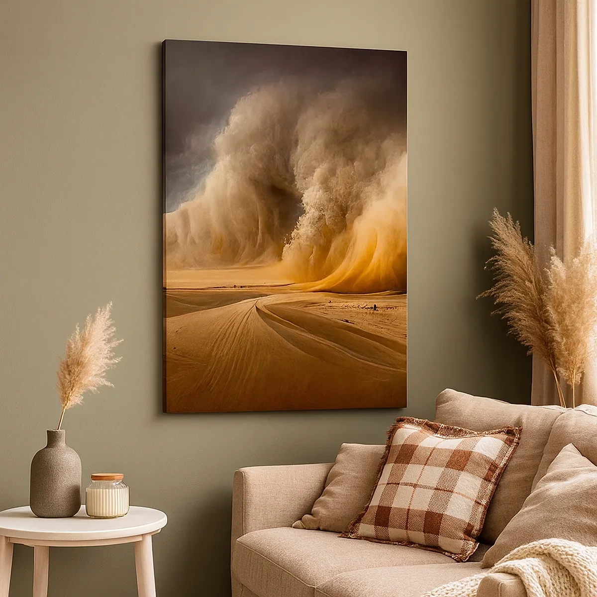 Impression sur toile - Image sur toile - Impressionnante tempête de sable dans le désert - 50x70cm - La colère du désert - Décoration murale moderne pour le salon et la chambre ARTTOR