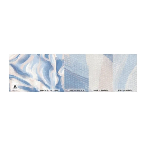 Échantillon de Papier Peint Premium Canvas - Vagues bleues - Pastel, Minimalisme, Morceau - 100x30 cm