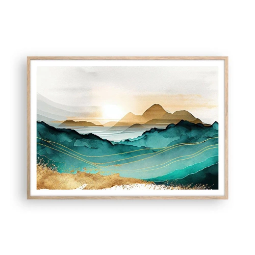 Affiche dans un chêne clair - Poster - Au frontière de l’abstraction – paysage - 100x70 cm