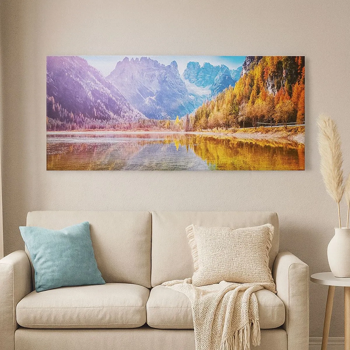 Impression sur toile - Image sur toile - C'est déjà le printemps à la montagne - 100x40 cm
