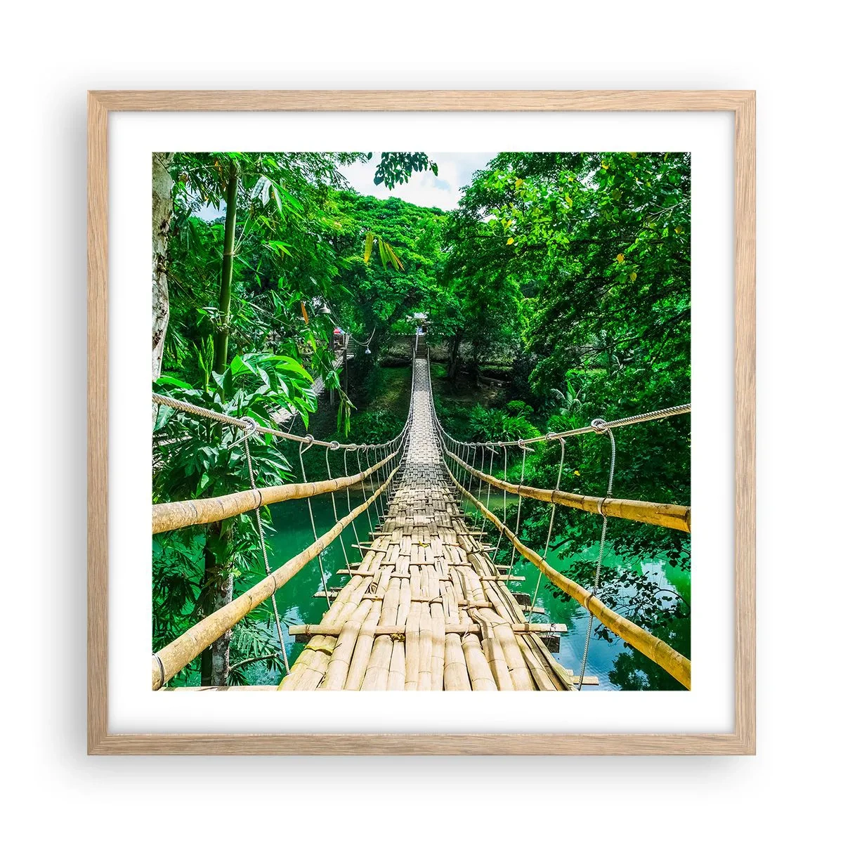 Affiche dans un chêne clair - Poster - Pont de singe en pleine nature - 50x50 cm
