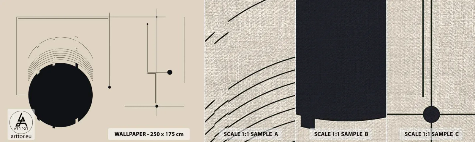 Échantillon de Papier Peint Premium Canvas - Une composition flexible et dynamique - Géométrique, Minimalisme, Esthétique - 100x30 cm