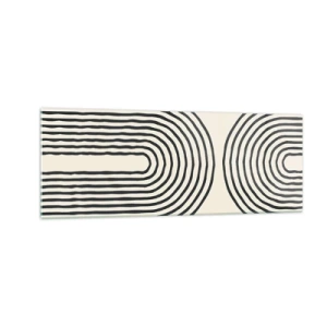 Impression sur verre - Image sur verre - Motif géométrique abstrait avec des lignes symétriques sur un fond clair - 140x50cm - Dans un instant... - Décoration murale moderne pour le salon et la chambre ARTTOR
