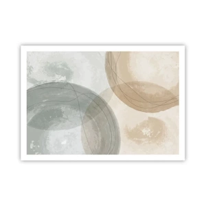 Affiche - Poster - Composition abstraite aux couleurs pastel avec des lignes - 100x70cm - Mondes pénétrants - Décoration murale moderne pour le salon et la chambre ARTTOR