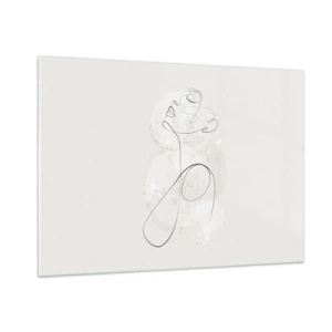 Impression sur verre - Image sur verre - Portrait abstrait dans les tons de blanc - 100x70cm - Spirale de beauté - Décoration murale moderne pour le salon et la chambre ARTTOR