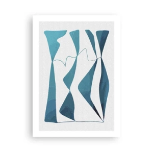 Affiche - Poster - Une composition abstraite dans des tons de bleu avec des lignes dynamiques. - 50x70cm - Abstraction : composé turquoise - Décoration murale moderne pour le salon et la chambre ARTTOR