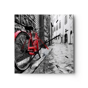 Horloge murale - Pendule murale - Vélo rouge dans une rue en noir et blanc - 30x30cm - La vraie beauté ne vieillit pas - Décoration murale moderne pour le salon et la chambre ARTTOR