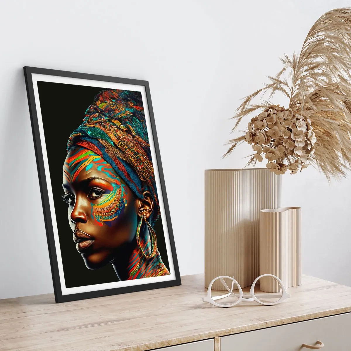 Affiche dans un cadre noir - Poster - reine africaine - 30x40 cm