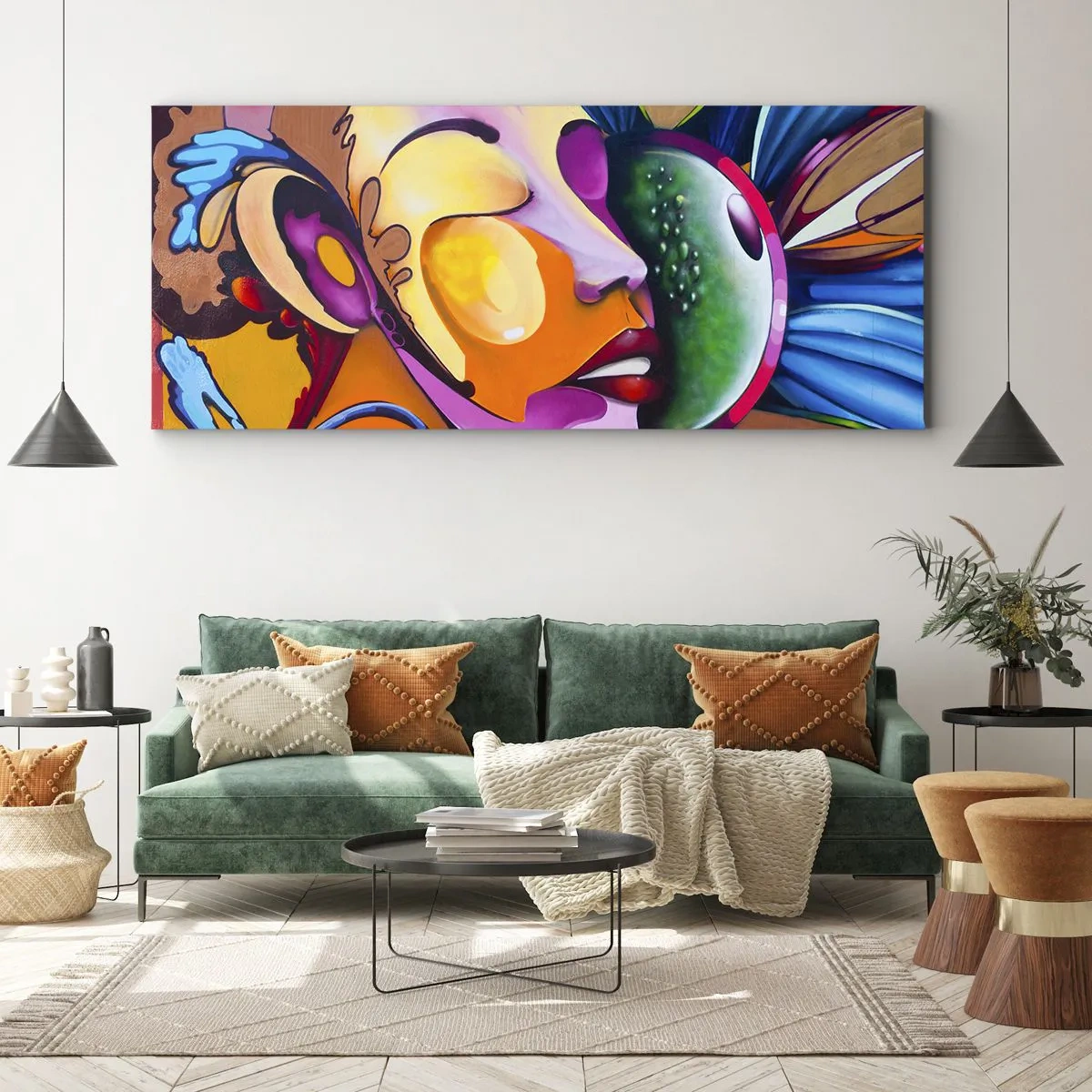 Impression sur toile - Image sur toile - Toucher avec la couleur - 100x40 cm