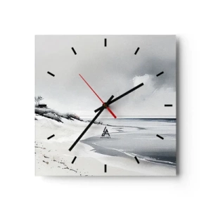 Horloge murale - Pendule murale - Une plage aux tons sobres de gris et de bleu - 30x30cm - Ensemble depuis toujours - Décoration murale moderne pour le salon et la chambre ARTTOR