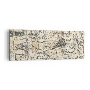 Impression sur toile - Image sur toile - Motifs abstraits et lignes sur fond beige - 140x50cm - Il attend d'être décodé - Décoration murale moderne pour le salon et la chambre ARTTOR