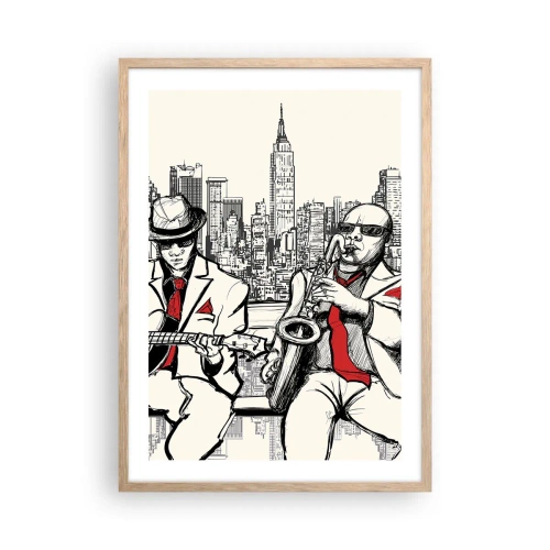 Affiche dans un chêne clair - Poster - improvisation new-yorkaise - 50x70 cm