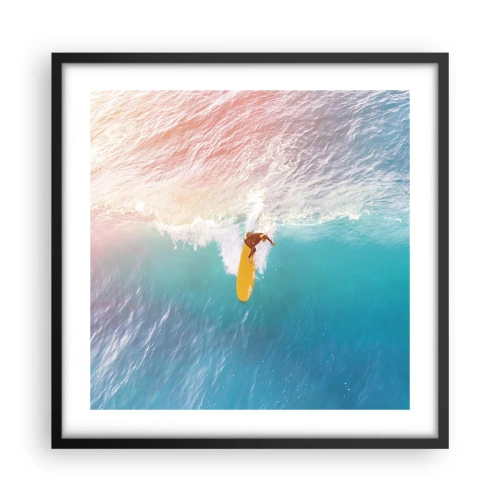 Affiche dans un cadre noir - Poster - Le cavalier de l'océan - 50x50 cm