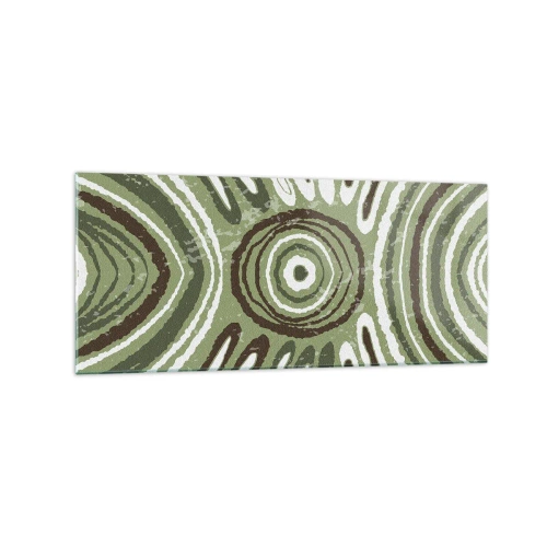 Impression sur verre - Image sur verre - Motifs abstraits dans les tons de vert et de marron - 120x50cm - Une explosion d'émotions - Décoration murale moderne pour le salon et la chambre ARTTOR