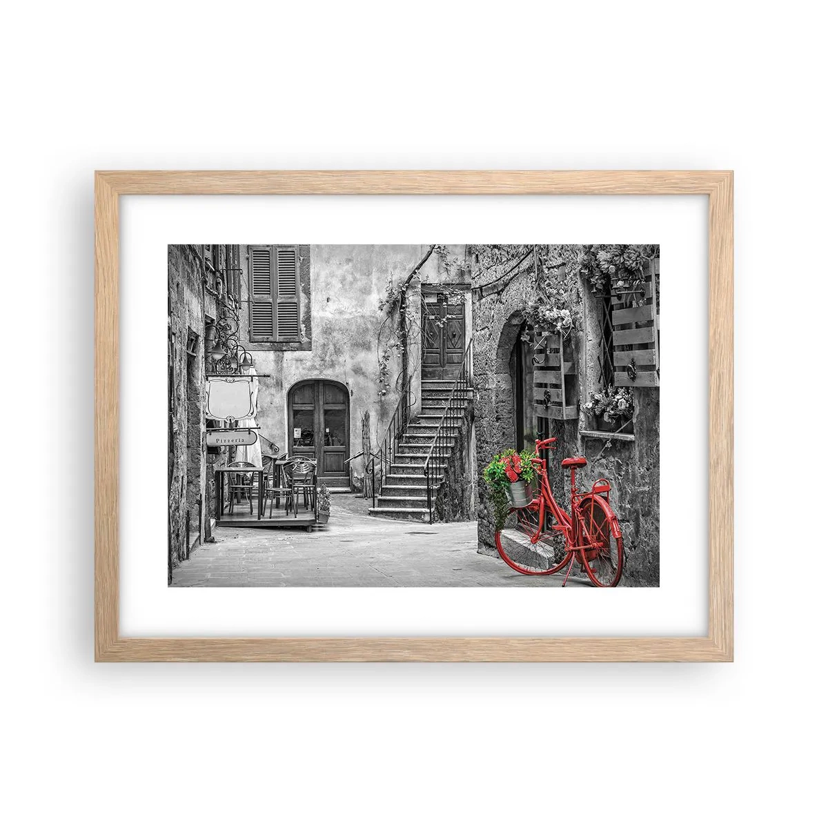 Affiche dans un chêne clair - Poster - Ruelle toscane - 40x30 cm