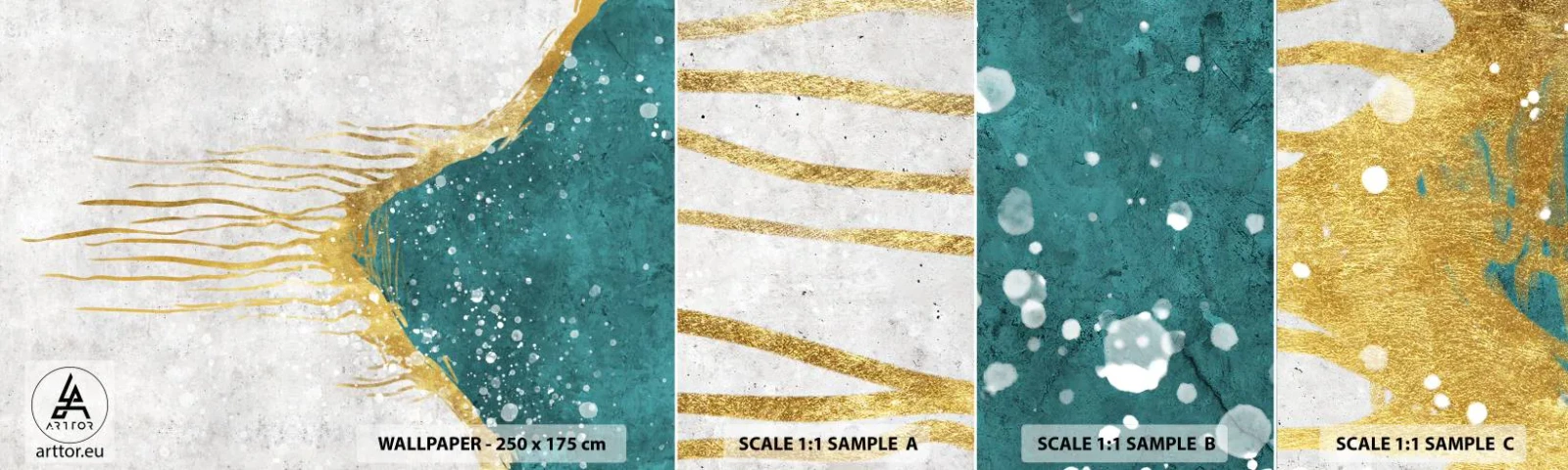 Échantillon De Papier Peint Standard Eco - Marée dorée - Minimalisme, Art Déco, Morceau - 100x30 cm