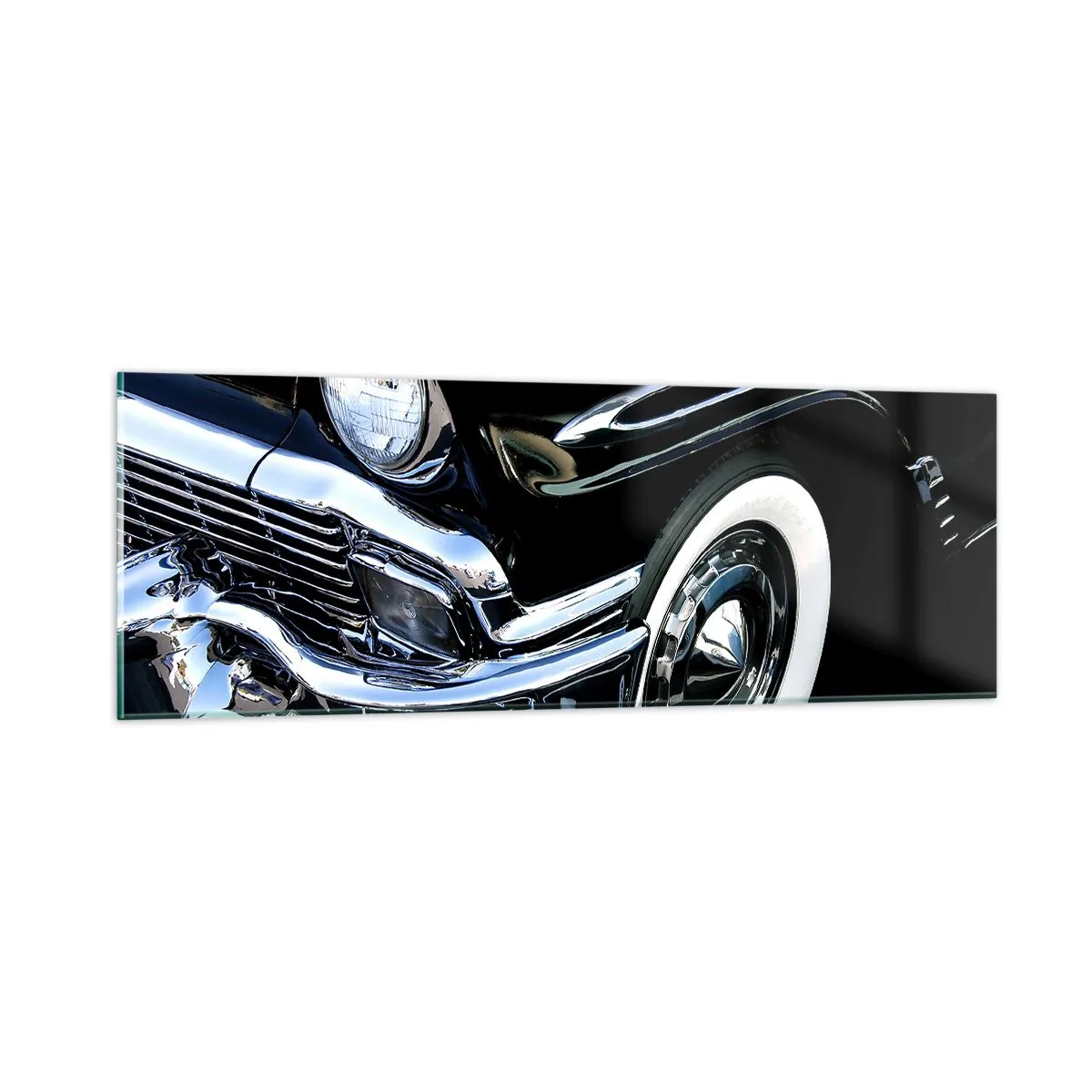 Impression sur verre - Image sur verre - Classique en argent, noir et blanc - 90x30 cm