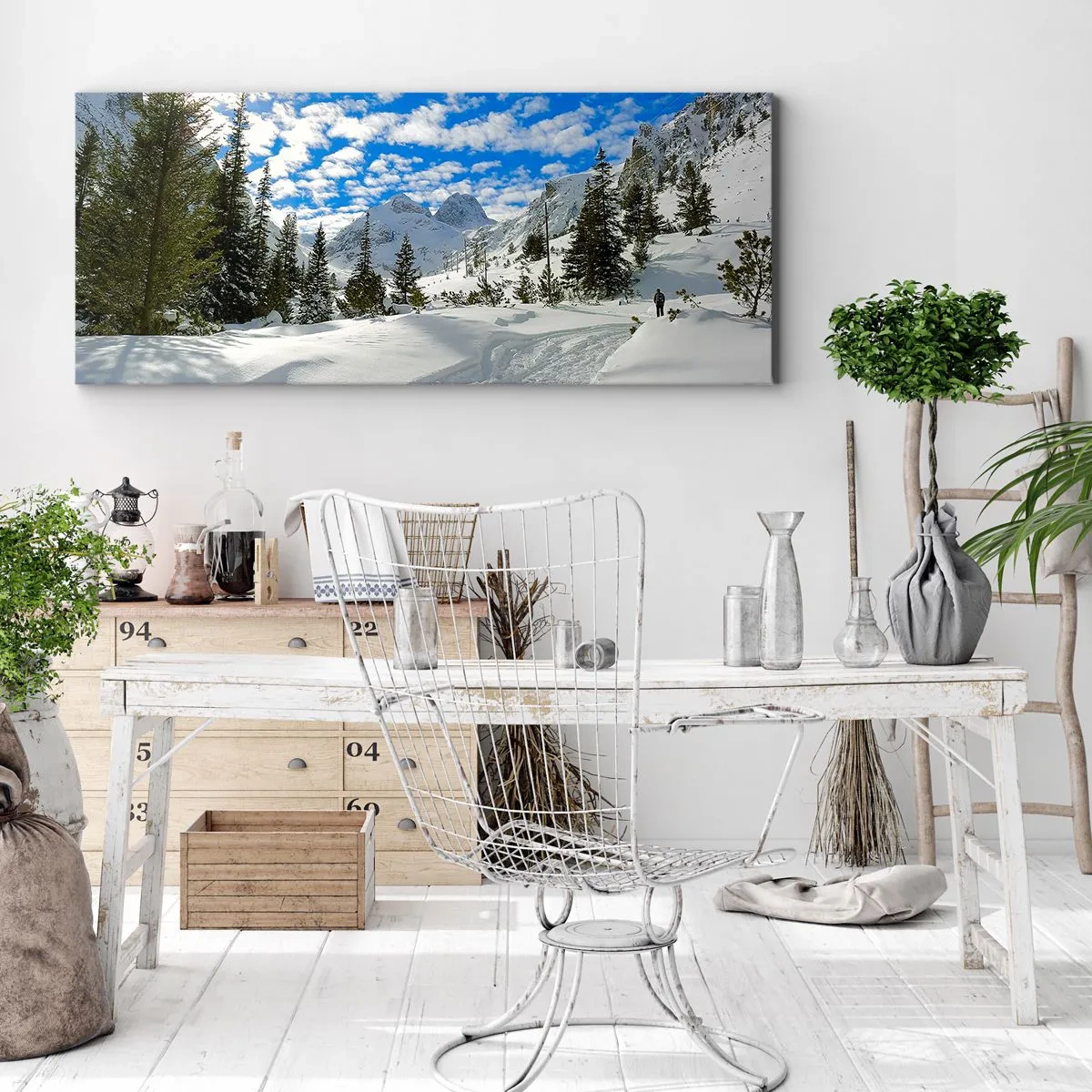 Impression sur toile - Image sur toile - Dans la neige et au soleil - 100x40 cm