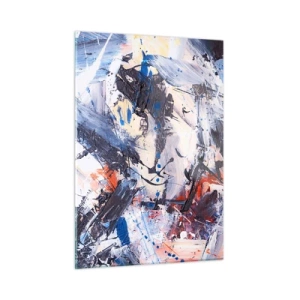 Impression sur verre - Image sur verre - Peinture abstraite aux couleurs intenses - 50x70cm - La danse folle de l'abstrait - Décoration murale moderne pour le salon et la chambre ARTTOR
