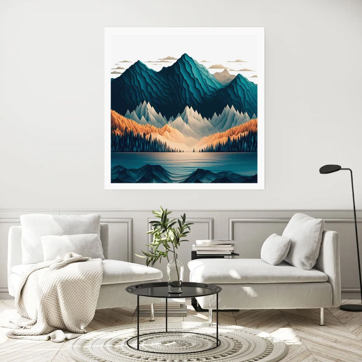 Affiche - Poster - Paysage de montagne parfait - 40x40 cm
