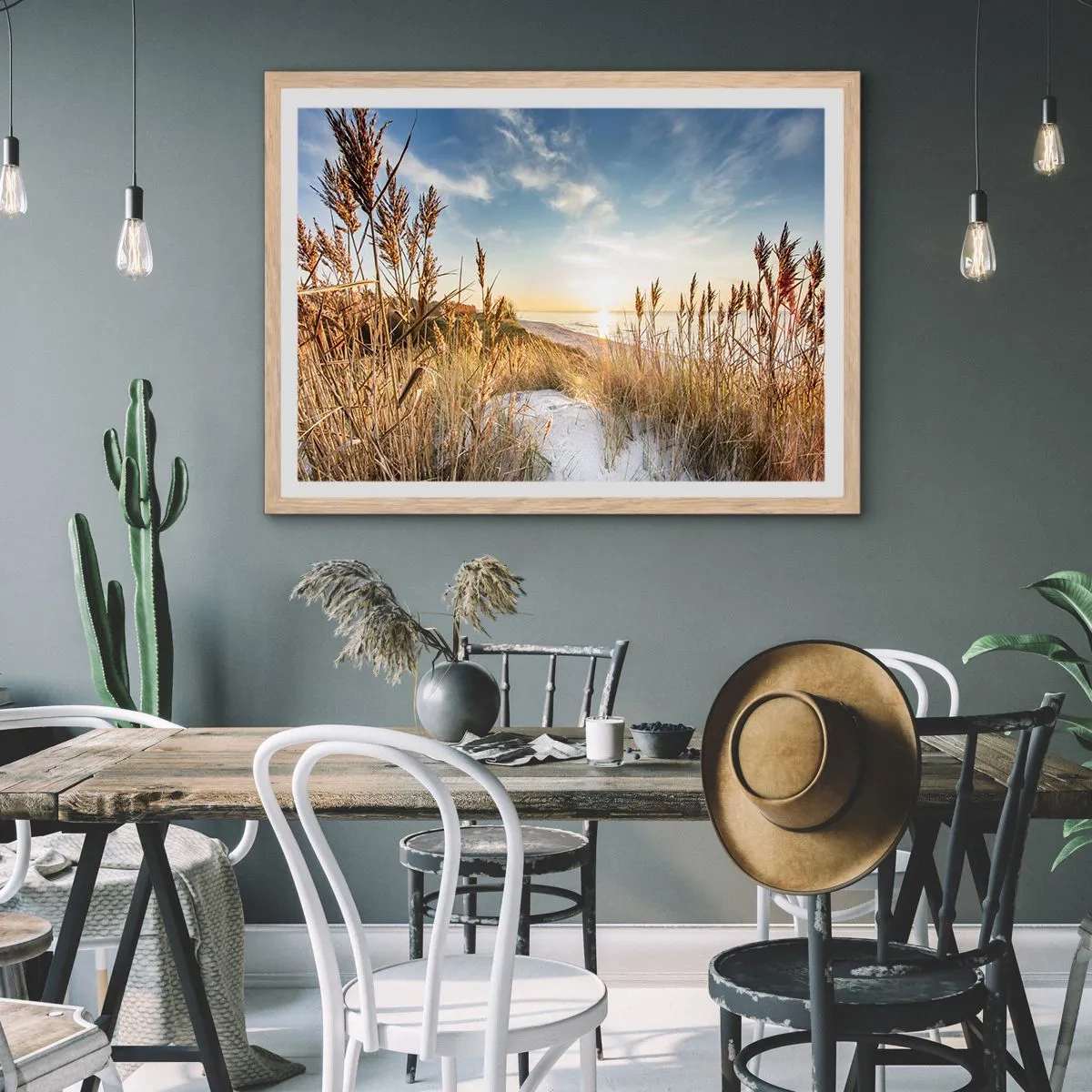 Affiche dans un chêne clair - Poster - Plage du nord - 100x70 cm