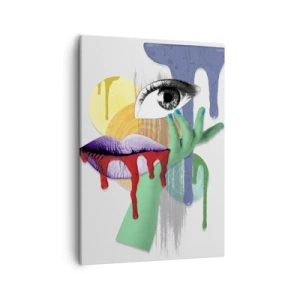 Impression sur toile - Image sur toile - Portrait déconstruit avec des éléments abstraits - 50x70cm - Un portrait déconstruit - Décoration murale moderne pour le salon et la chambre ARTTOR