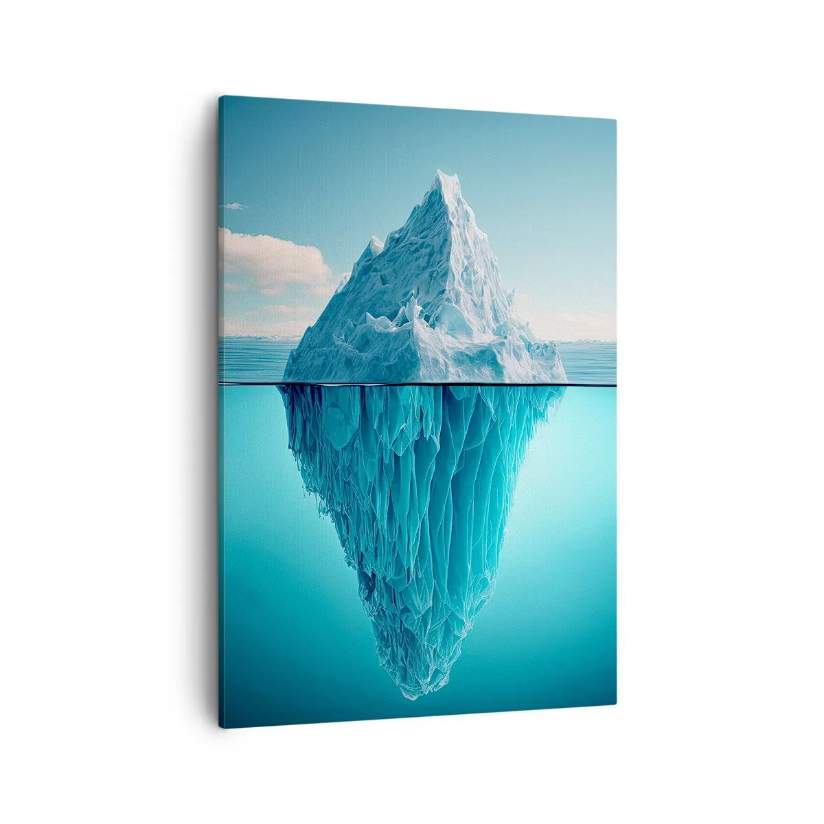 Impression sur toile - Image sur toile - Un iceberg visible au-dessus et au-dessous de la surface de l'eau - 50x70cm - Reine de Glace - Décoration murale moderne pour le salon et la chambre ARTTOR