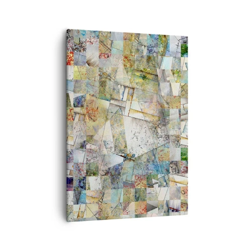 Impression sur toile - Image sur toile - Abstraction colorée avec des formes et des lignes géométriques - 50x70cm - Remaniement géométrique - Décoration murale moderne pour le salon et la chambre ARTTOR