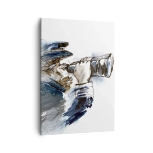 Impression sur toile - Image sur toile - Un capitaine avec des jumelles dans une scène d'aquarelle dynamique - 50x70cm - Dix sur l'échelle de Beaufort ! - Décoration murale moderne pour le salon et la chambre ARTTOR