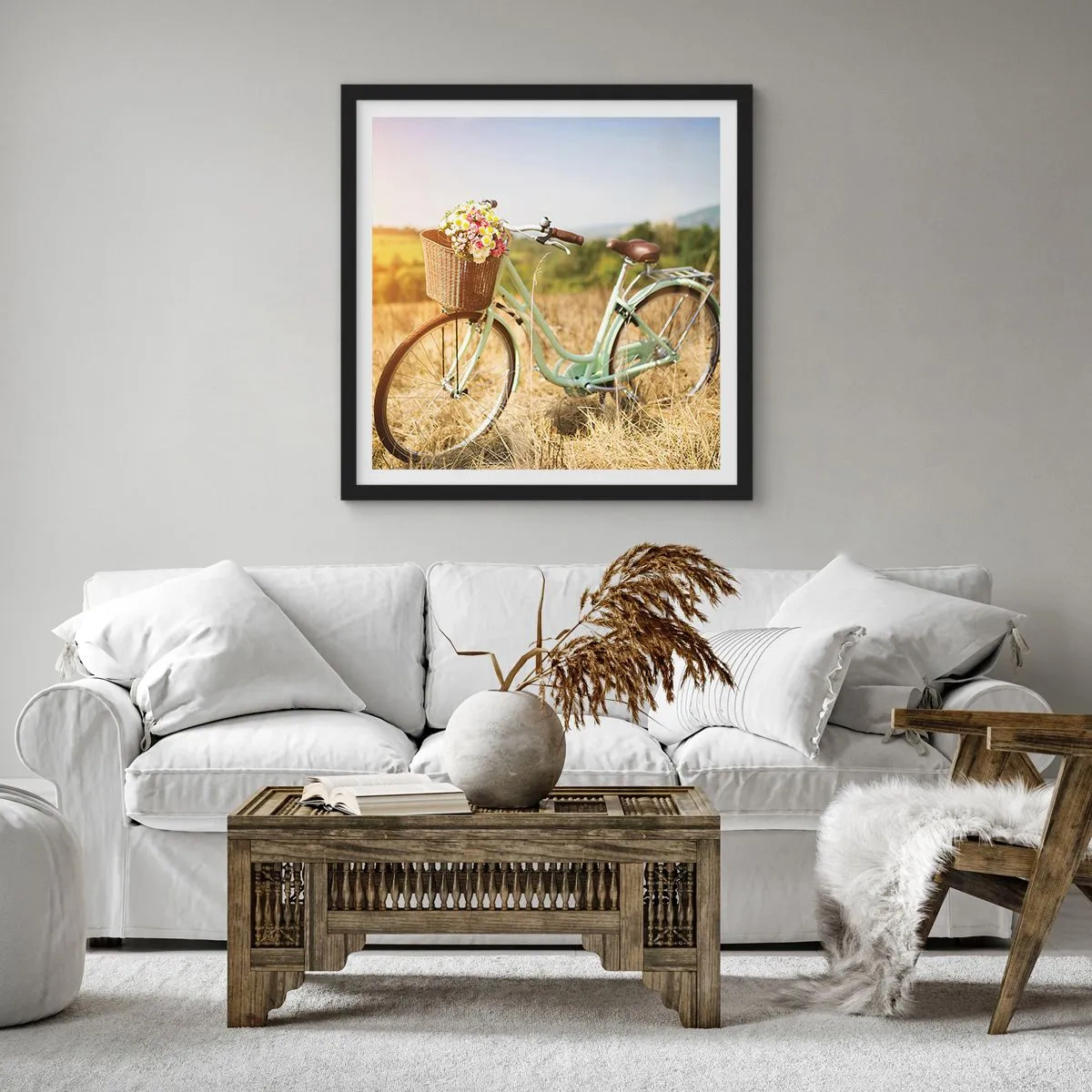 Affiche dans un cadre noir - Poster - Je vais rester un petit moment - 30x30 cm