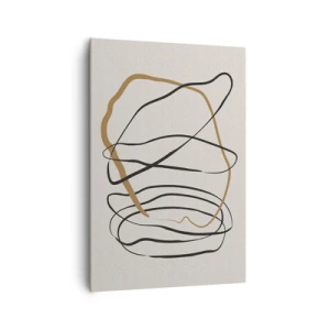 Impression sur toile - Image sur toile - Lignes artistiques en noir et or sur fond clair - 70x100cm - Composition – danse en boucle - Décoration murale moderne pour le salon et la chambre ARTTOR