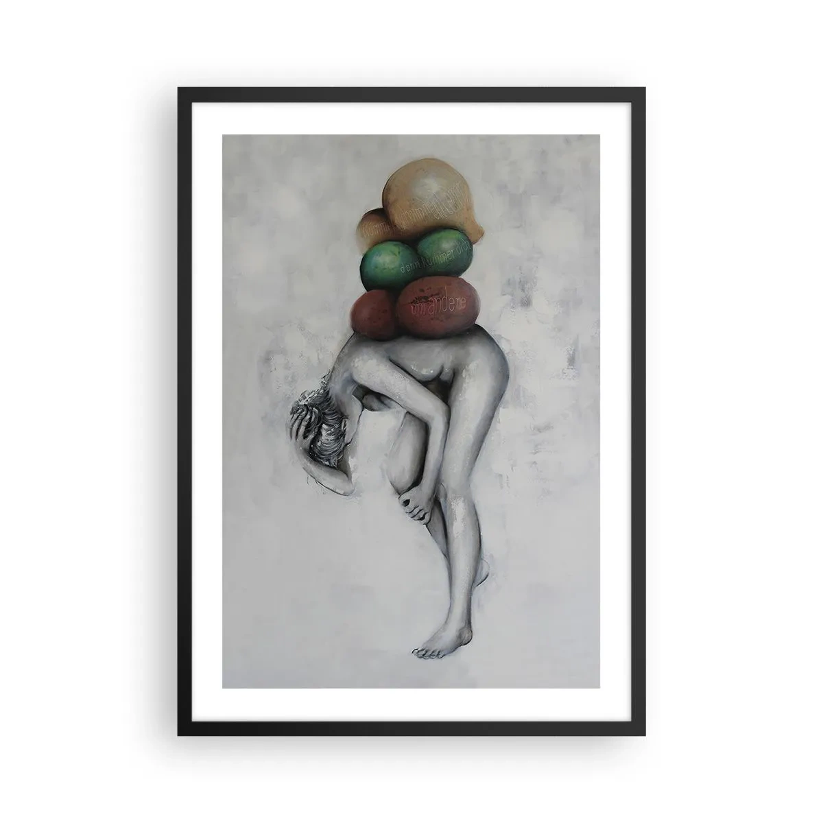 Affiche dans un cadre noir - Poster - Le fardeau de la vie - 50x70cm - Le fardeau de la vie - Décoration murale moderne pour le salon et la chambre ARTTOR