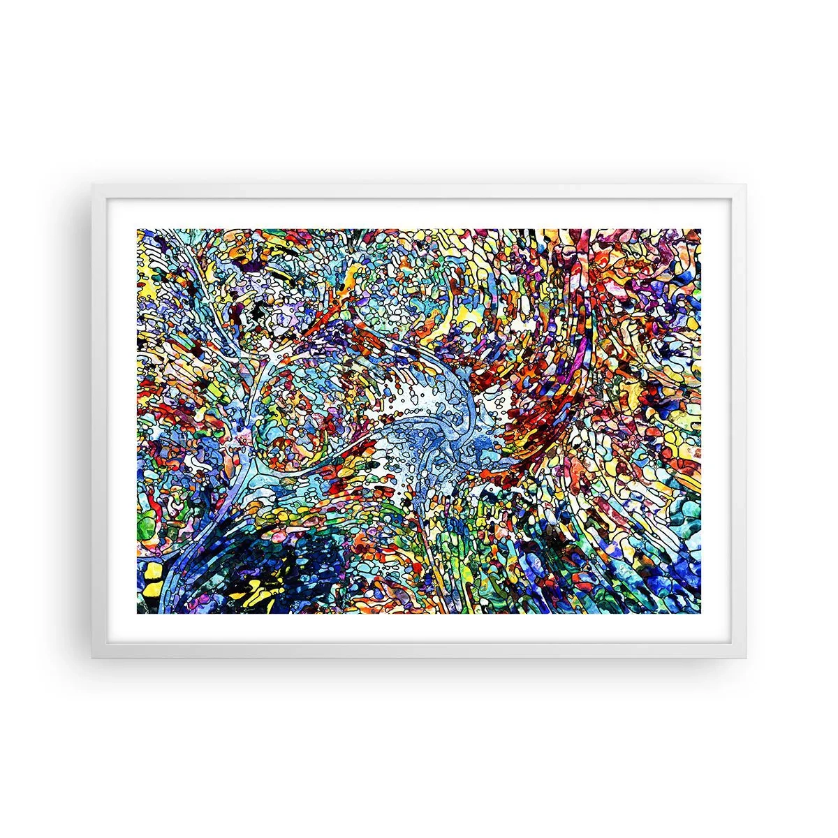 Affiche dans un cadre blanc - Poster - Goutte de vitrail - 70x50 cm