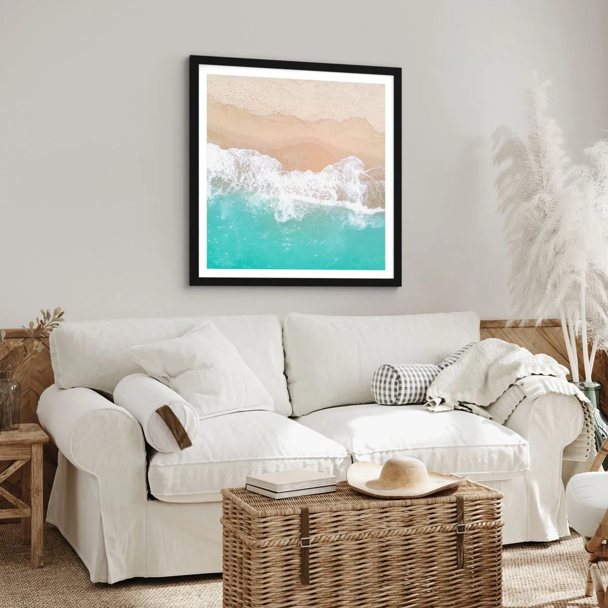 Affiche dans un cadre noir - Poster - Caresse de l'océan - 60x60 cm