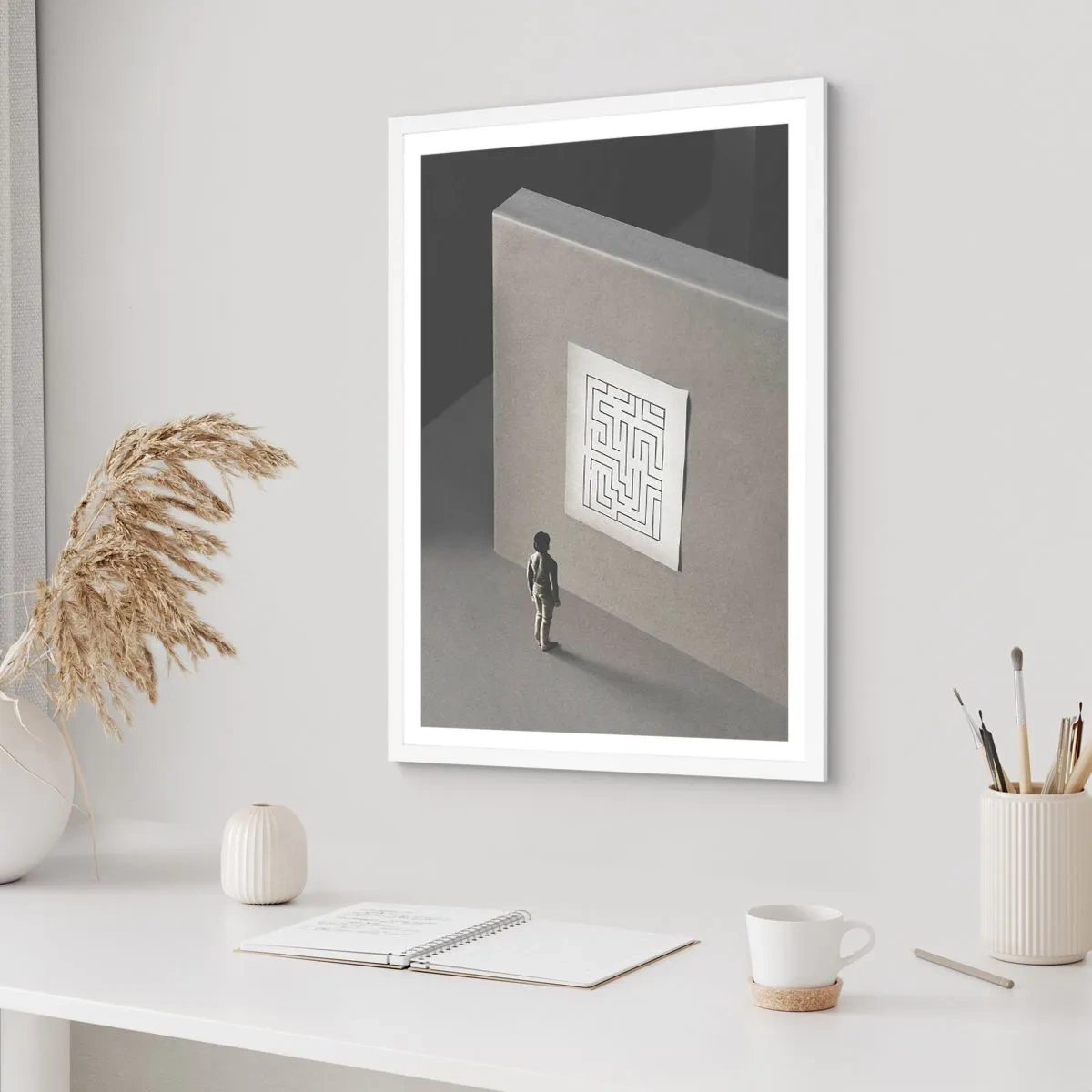 Affiche dans un cadre blanc - Poster - Mais où suis-je? - 40x50 cm