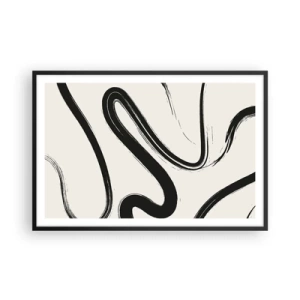 Affiche dans un cadre noir - Poster - Fantaisie en noir et blanc - 91x61 cm