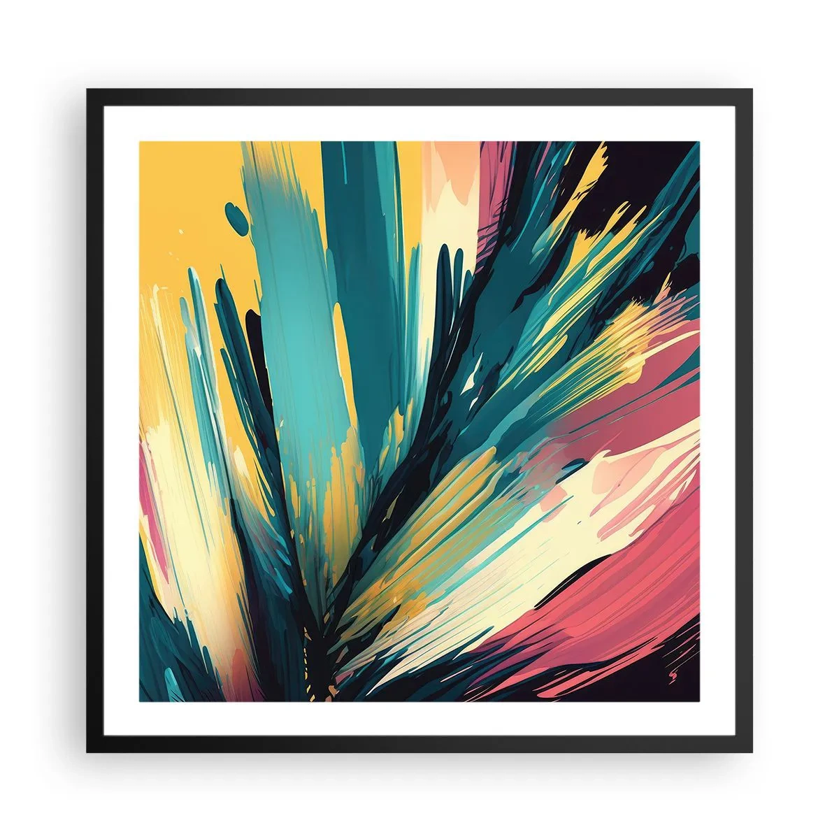 Affiche dans un cadre noir - Poster - Composition – une explosion de joie - 60x60 cm