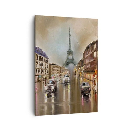 Impression sur toile - Image sur toile - Paysage urbain nocturne de Paris avec vue sur la Tour Eiffel - 50x70cm - Elle seule compte - Décoration murale moderne pour le salon et la chambre ARTTOR