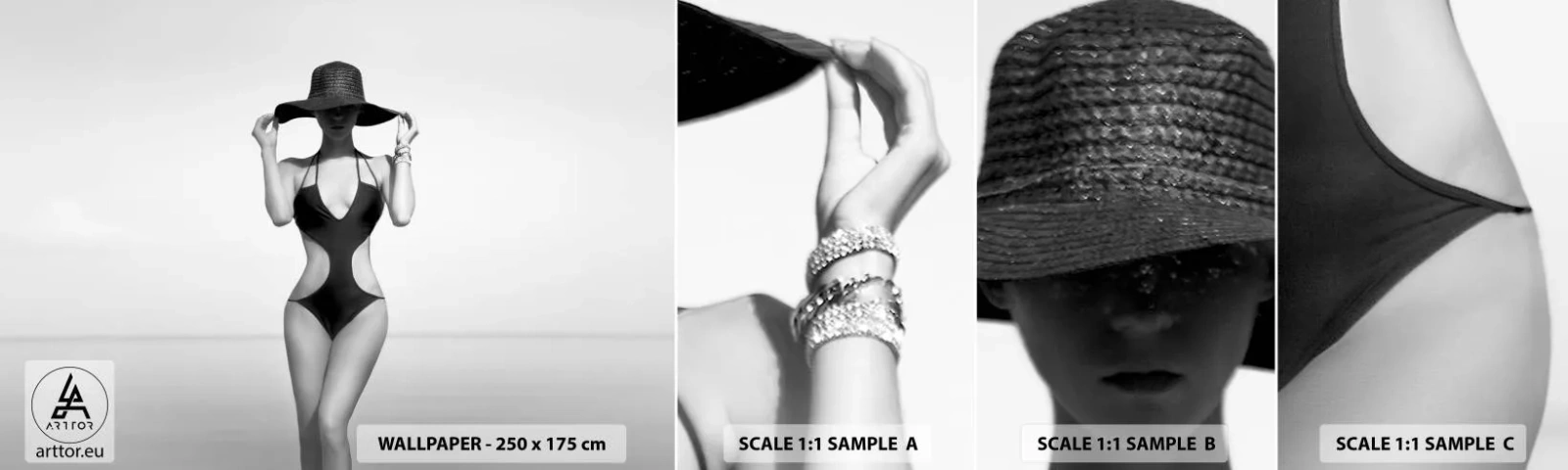 Échantillon de Papier Peint Autocollant Deluxe Sticker - Mon prénom? Élégance - Femme, Plage, Mode - 100x30 cm