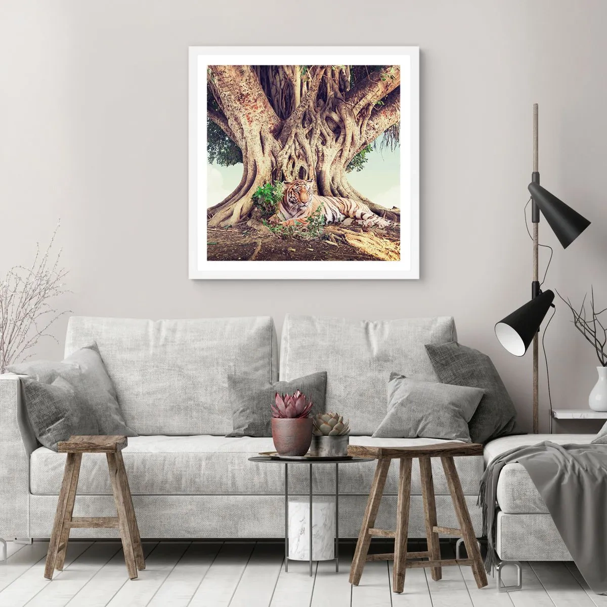 Affiche dans un cadre blanc - Poster - Vue du Livre de la Genèse - 40x40 cm