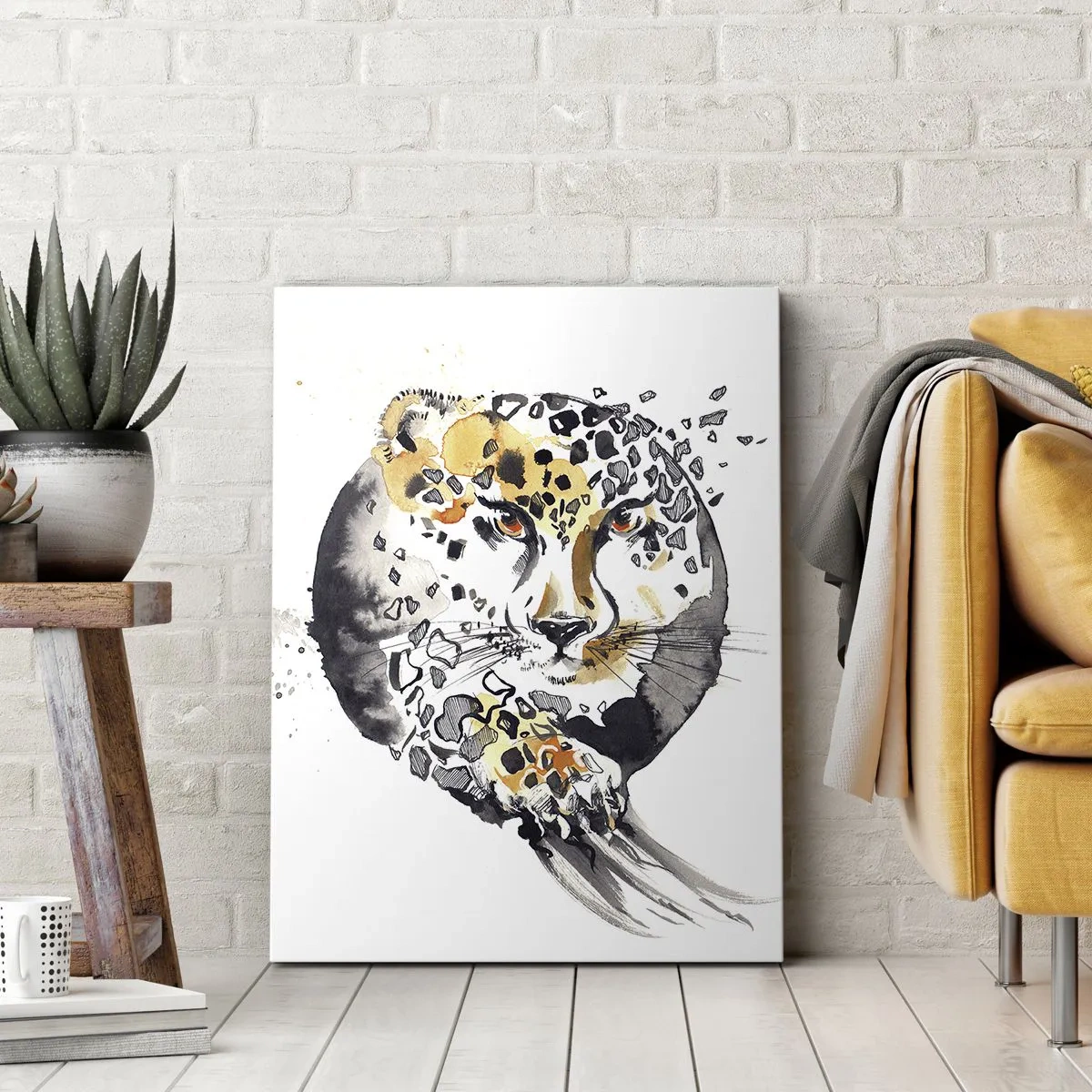 Impression sur toile - Image sur toile - Aquarelle artistique avec un motif de guépard - 50x70cm - Drapieżna uroda - Décoration murale moderne pour le salon et la chambre ARTTOR