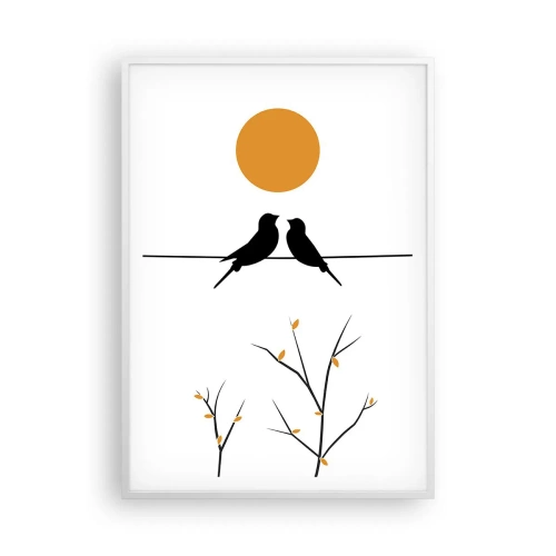 Affiche dans un cadre blanc - Poster - Soirée pour rossignols - 70x100 cm