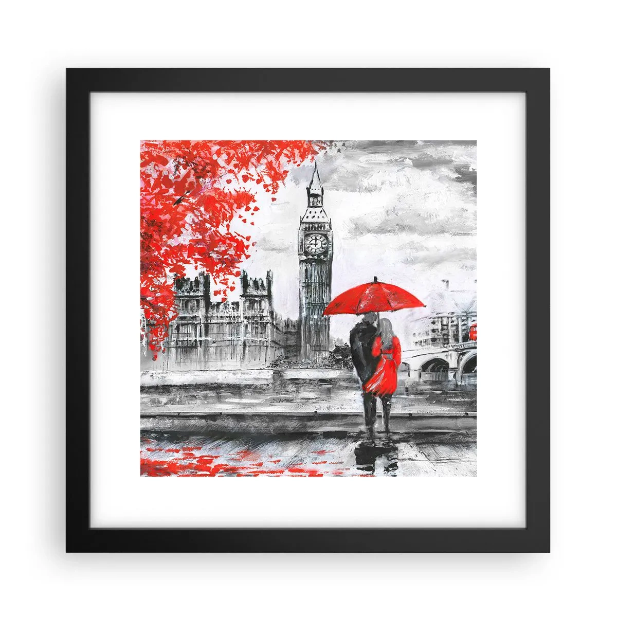 Affiche dans un cadre noir - Poster - Amoureux de Londres - 30x30 cm